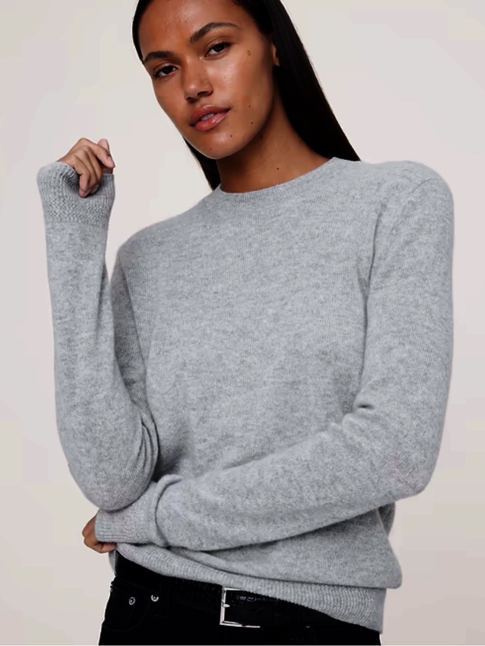 Banana Republic Cashmere Lightweight Crew Neck Sweater in Heathered Gray Size XL